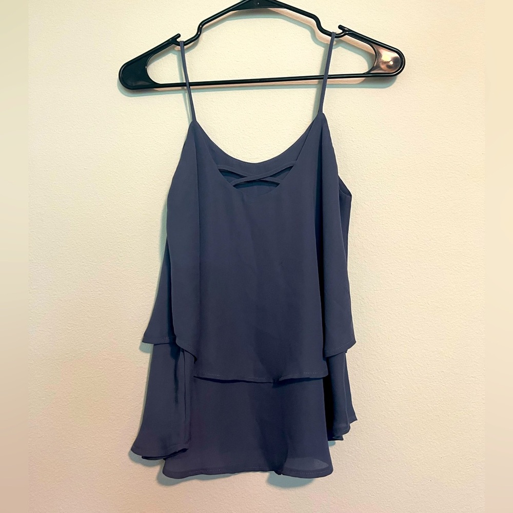 Purple-gray chiffon tank top - Picture 2 of 3